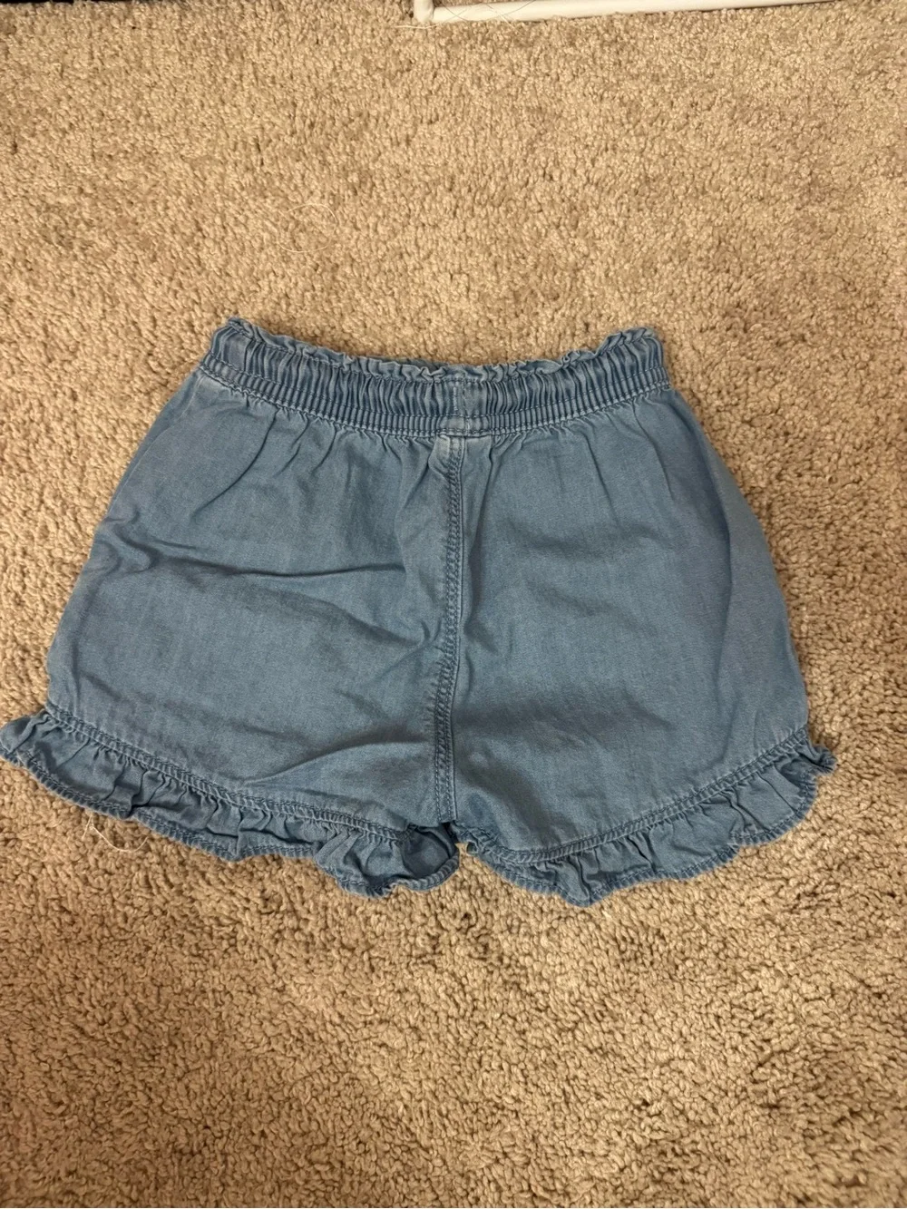Blue Ruffle Hem Pull-On Shorts